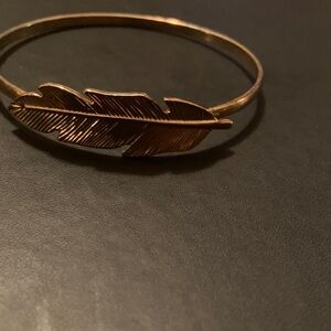 Gold Feather Bangle Bracelet